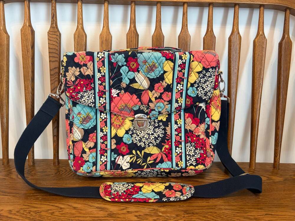Vera Bradley Happy Snails Quilted Laptop Attache Briefcase Shoulder Bag
